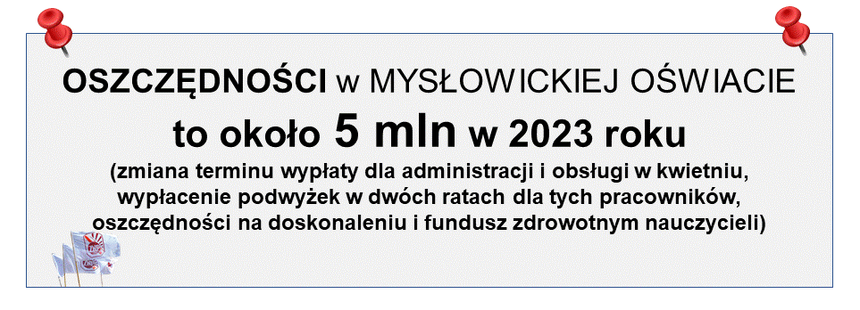 OSZCZĘDNOŚCI w MYSŁOWICKIEJ OŚWIACIE